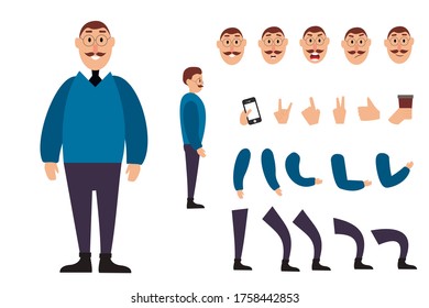 Cartoon character. A set of characters for your animation. Character of a man in a suit.