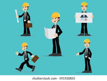 Cartoon character, Set Engineer man., vector eps10