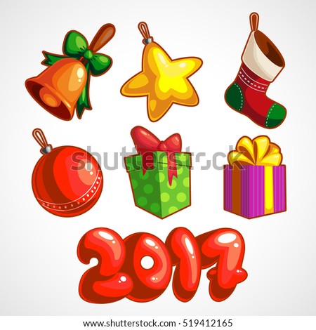 Cartoon Character Set New Year Stock Vector (Royalty Free) 519412165