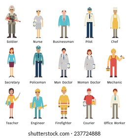 Cartoon Character Set People Various Occupations Stock Vector (Royalty ...