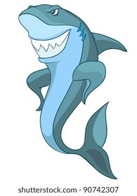 Cartoon Character Shark Isolated on White Background. Vector.