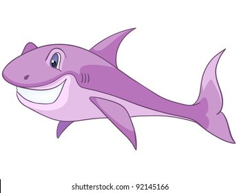 El tiburón caricaturista aislado en fondo blanco. Vector.