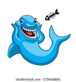 Cartoon character shark on a white isolated background. Vector image eps 10