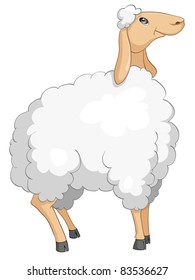 Cartoon-Charakterschaf einzeln auf weißem Hintergrund. Vektorgrafik.
