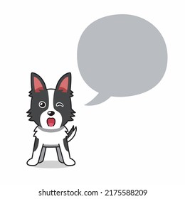 Cartoon character shepherd dog with speech bubble for design.