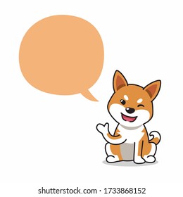 Cartoon character shiba inu dog with speech bubble for design.