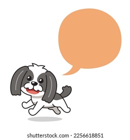Cartoon character shih tzu dog with speech bubble for design. svg