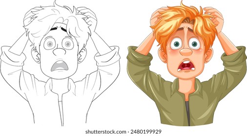 A cartoon character with a shocked expression