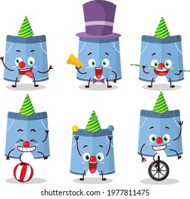 Cartoon character of shorts with various circus shows