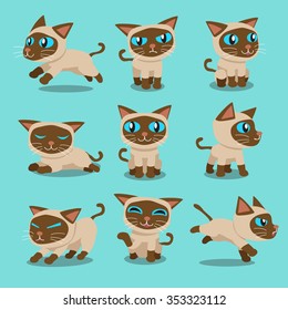 Cartoon character siamese cat poses