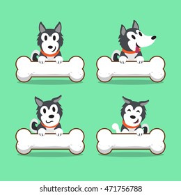 Cartoon character Siberian husky dog with big bones