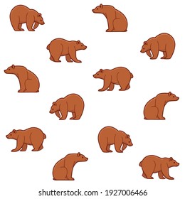 Cartoon character - simple trendy seamless pattern with bear. Flat vector illustration.