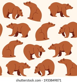 Cartoon character - simple trendy seamless pattern with bear. Flat vector illustration.