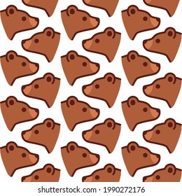 Cartoon character - simple trendy seamless pattern with bear head. Flat vector illustration.