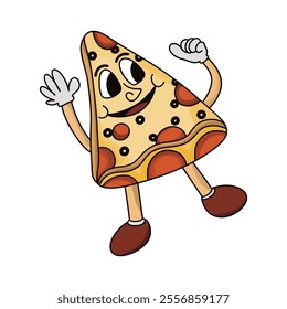 Cartoon character slice pizza color illustration