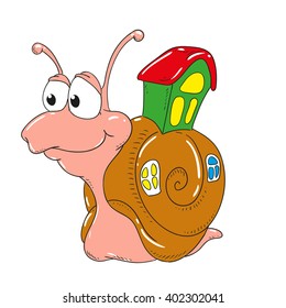 Cartoon character snail isolated on white background