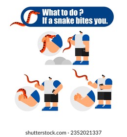 Caricatura de las picaduras de la serpiente a mano. 