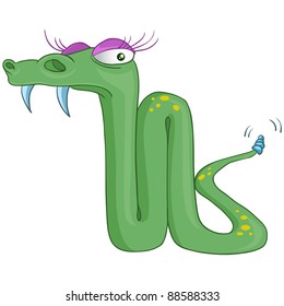 Cartoon Character Snake Isolated on White Background. Vector.