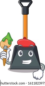 Cartoon character of snow shovel Artist with a brush