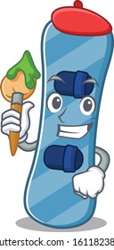 Cartoon character of snowboard Artist with a brush