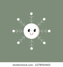 Cartoon character of snowflake. Vector weather icon.