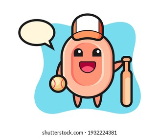 Cartoon character of soap as a baseball player