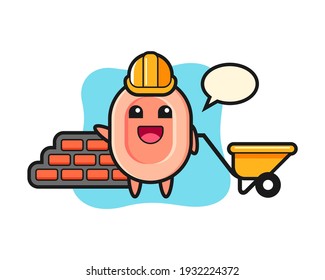 Cartoon character of soap as a builder