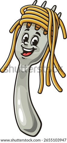 Cartoon character spaghetti on a fork