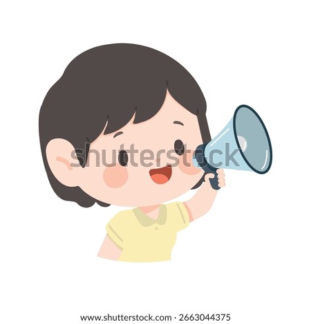 Cartoon Character Speaking Into Megaphone Illustration girl