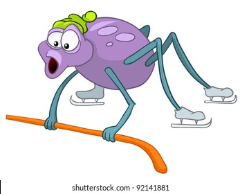 Cartoon Character Spider Isolated on White Background. Vector.