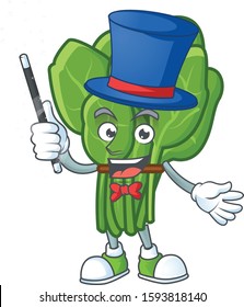 Cartoon character of spinach performance as a Magician