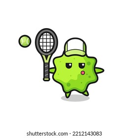 Cartoon character of splat as a tennis player , cute design