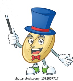 Cartoon character of split bean performance as a Magician