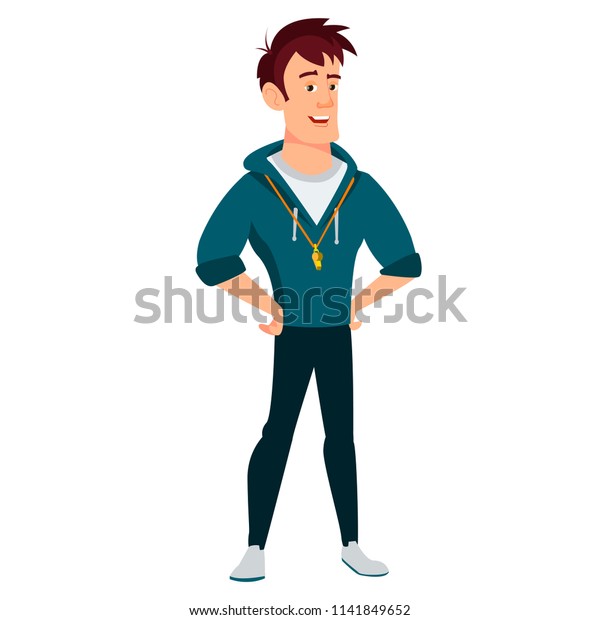 Image Vectorielle De Stock De Personnage De Dessin Anime Entraineur Sportif