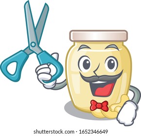 Cartoon character of Sporty Barber cashew butter design style