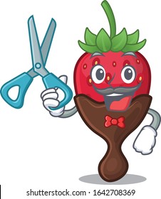 Cartoon character of Sporty Barber chocolate strawberry design style