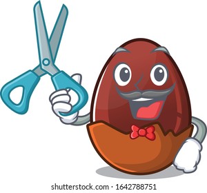 Cartoon character of Sporty Barber chocolate egg design style