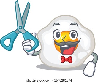 Cartoon character of Sporty Barber fried egg design style