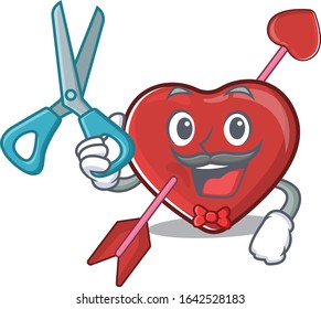 Cartoon character of Sporty Barber heart and arrow design style
