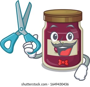 Cartoon character of Sporty Barber plum jam design style