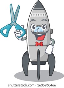 Cartoon character of Sporty Barber rocket design style