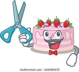 Cartoon character of Sporty Barber strawberry cake design style