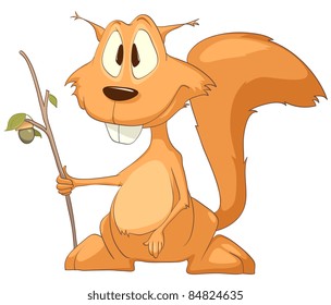 Cartoon Character Squirrel Isolated on White Background. Vector.