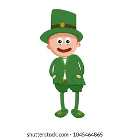 Cartoon character of St Patrick. Happy smile man in green jacket