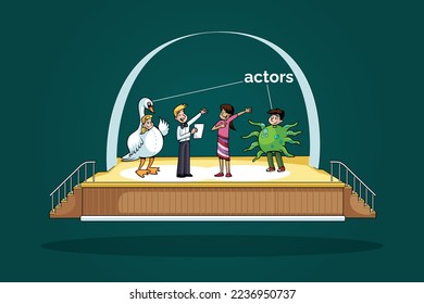 cartoon character stage design with different poses vector pro illustration