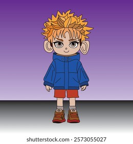 cartoon character standing normally and a little smile. Suitable for the needs of children's education.