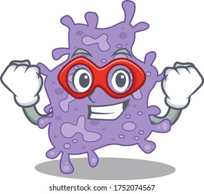 Un personaje de dibujos animados de staphylococcus aureus interpretado como un super héroe