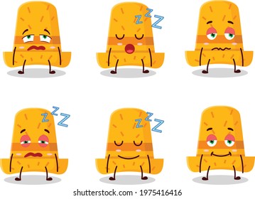 Cartoon character of straw hat with sleepy expression