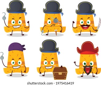 Cartoon character of straw hat with various pirates emoticons