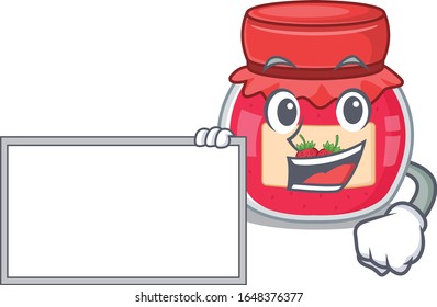 cartoon character of strawberry jam design concept bring a board
